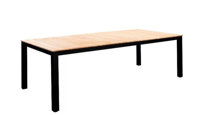 Yoi Arashi dining tafel 220x100cm aluminium black teak – zwart