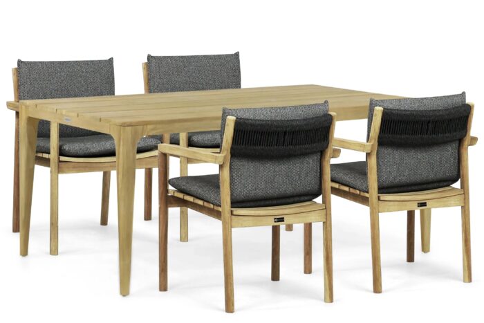 Santika Furniture Suka/Sentis 180 cm dining tuinset 5-delig – Old teak greywash