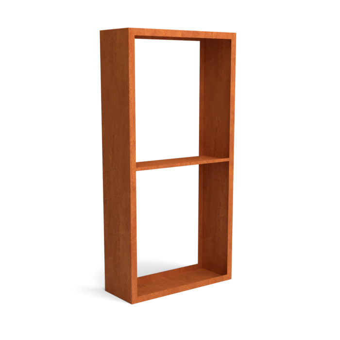 Geroba Egura cortenstaal houtopslag onderverdeling 2 vakken 1000x385x2000 mm – bruin