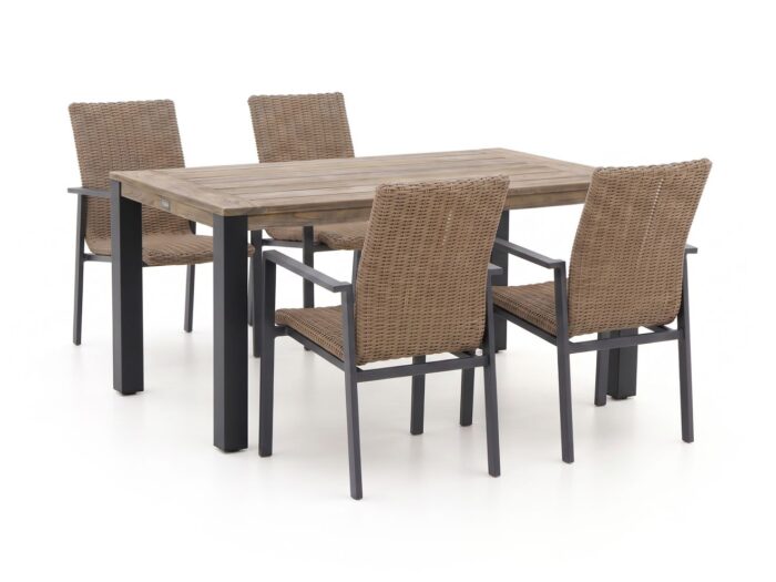 Manifesto Furniture Manifesto Villongo/ROUGH-S 160cm dining tuinset 5-delig stapelbaar Laagste prijsgarantie!