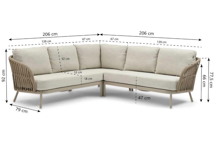 Coco Elara hoek loungeset 3-delig – Taupe-naturel-bruin