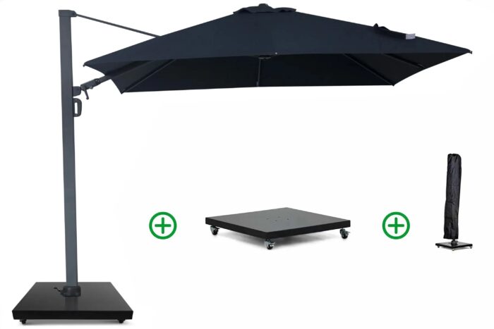 Camello Luna LED zweefparasol 3x3m S2 Excellent (incl. voet + hoes) – Grijs-antraciet