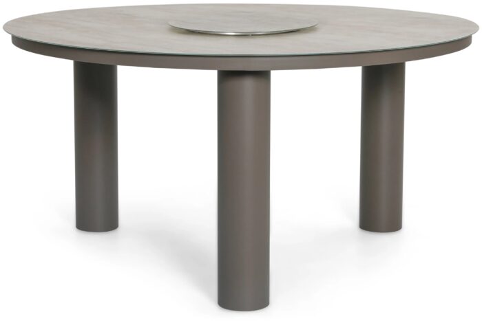 Lifestyle Garden Furniture Arancia dining tuintafel 150 cm met lazy susan – Taupe-naturel-bruin