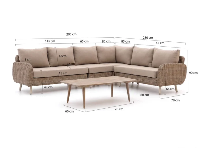 Intenso Furniture Suzzara/Rough-K lounge hoek loungeset 5-delig - Taupe