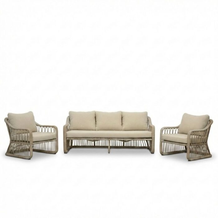 BUITEN living Bruno stoel-bank loungeset 5 personen | wicker | Mexican Sand | 3-delig