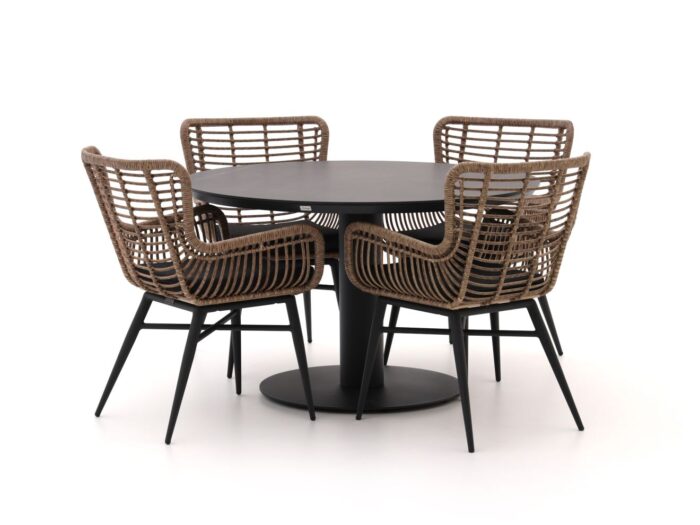 Intenso Furniture Asti/La Fonte Ø120cm dining tuinset 5-delig – Grijs