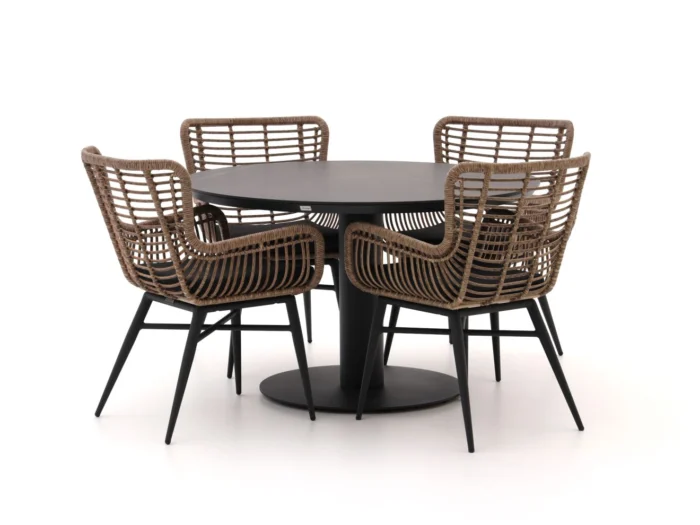 Intenso Furniture Asti/La Fonte Ø120cm dining tuinset 5-delig - Grijs