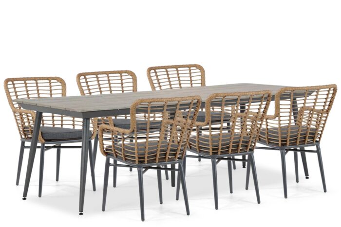 De Laan Projects Laan Toledo/Matale 240 cm dining tuinset 7-delig – Taupe-naturel-bruin