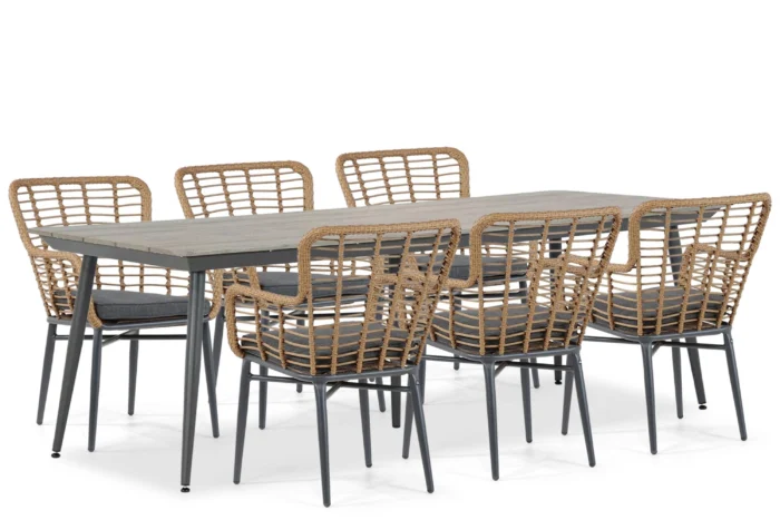 De Laan Projects Laan Toledo/Matale 240 cm dining tuinset 7-delig - Taupe-naturel-bruin