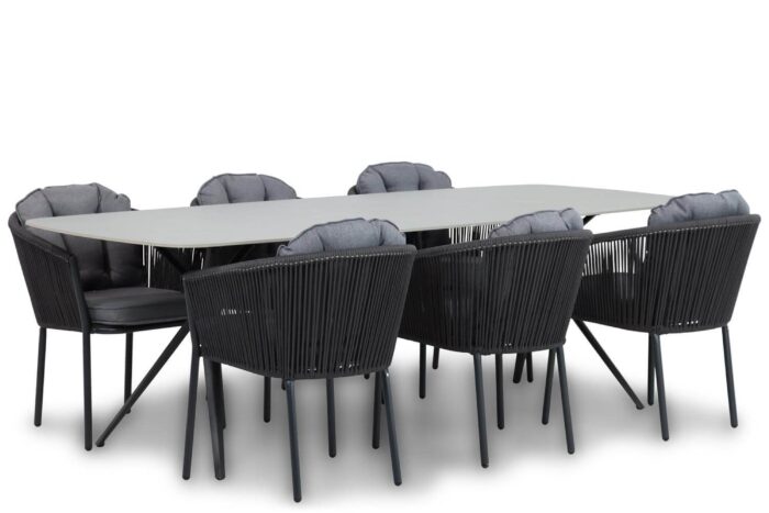 Santika Furniture Novita/Valerio 240 cm dining tuinset 7-delig – Grijs-antraciet