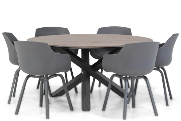 Lifestyle Garden Furniture Salina/Ancona 150 cm dining tuinset 7-delig – Grijs-antraciet