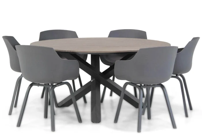 Lifestyle Garden Furniture Salina/Ancona 150 cm dining tuinset 7-delig - Grijs-antraciet