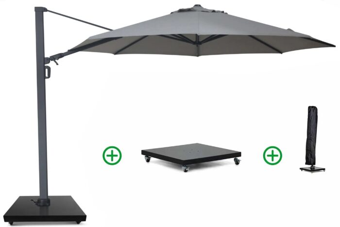 Camello Luna zweefparasol 3.5m S2 Excellent (incl. voet + hoes) – Grijs-antraciet