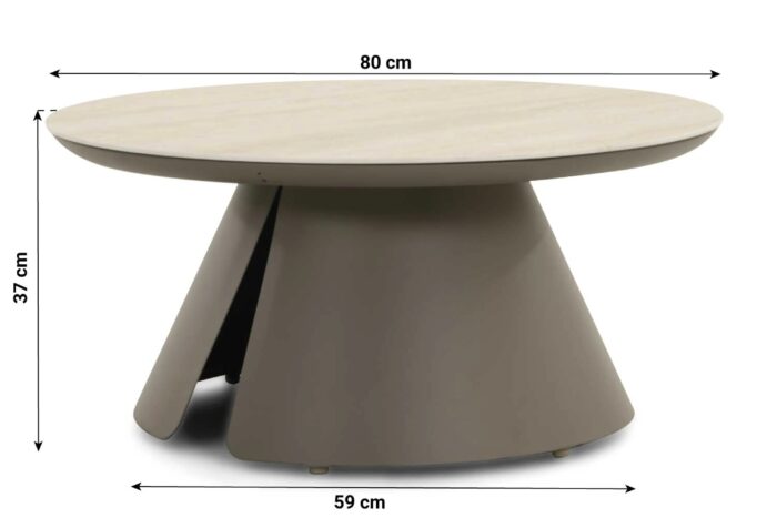 Santika Cayora lounge tuintafel 80 cm – Taupe-naturel-bruin