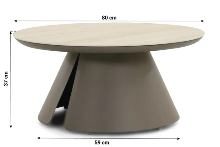 Santika Cayora lounge tuintafel 80 cm - Taupe-naturel-bruin