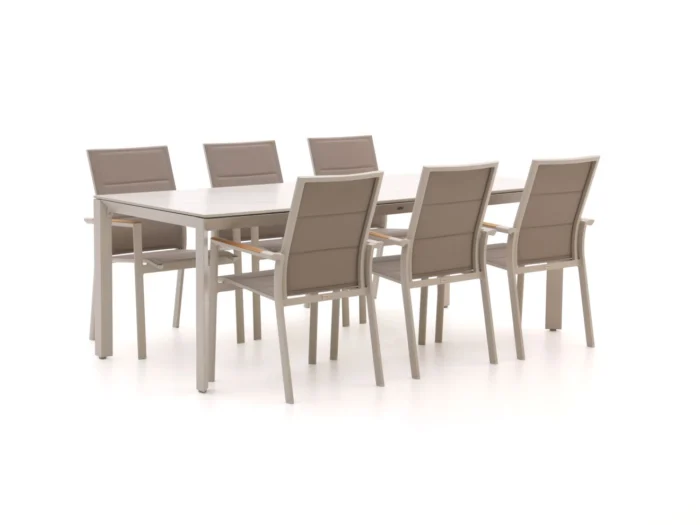 Bellagio tuinmeubelen Albinea/Sestino 220cm dining tuinset 7-delig stapelbaar - Taupe