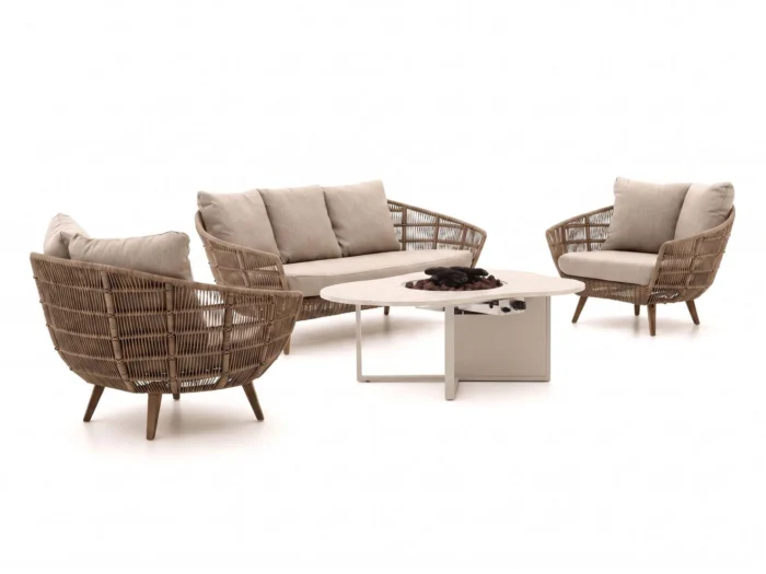 Intenso Furniture + 10% kassakorting | Intenso Stila/Cosiloft Novi stoel-bank loungeset met vuurtafel 4-delig