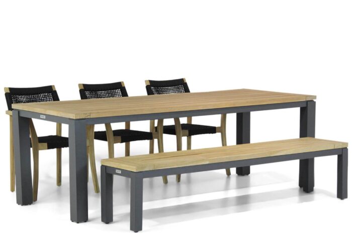 Lifestyle Garden Furniture Dallas/Veneto 230 cm dining tuinset 5-delig – Zwart