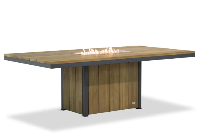 Lifestyle Garden Furniture Seaside teak dining vuurtafel 220 x 115 cm - Grijs-antraciet