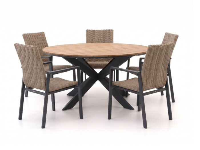 Manifesto Furniture Manifesto Villongo/Fidenza ø149cm dining tuinset 6-delig stapelbaar Laagste prijsgarantie!