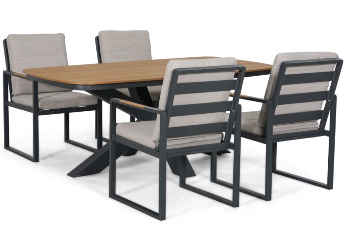 Lifestyle Garden Furniture Alessio/Camila 180×100 cm dining tuinset 5-delig – Grijs-antraciet