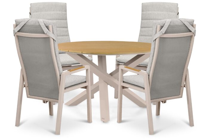 Lifestyle Garden Furniture Vivaro/Ancona 125 cm dining tuinset 5-delig – Taupe-naturel-bruin