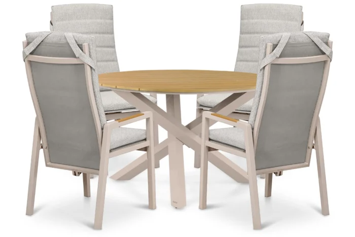 Lifestyle Garden Furniture Vivaro/Ancona 125 cm dining tuinset 5-delig - Taupe-naturel-bruin