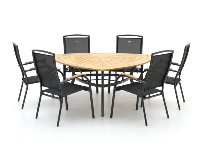 Hartman tuinmeubelen Raffaelo/Triangular 170cm dining tuinset 7-delig stapelbaar - Bruin