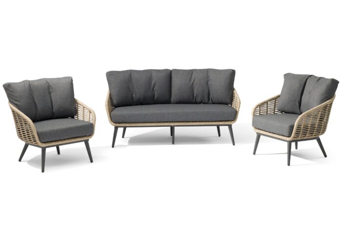 Coco Vinci stoel-bank loungeset 3-delig – Grijs-antraciet