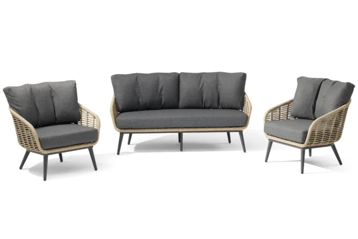 Coco Vinci stoel-bank loungeset 3-delig - Grijs-antraciet