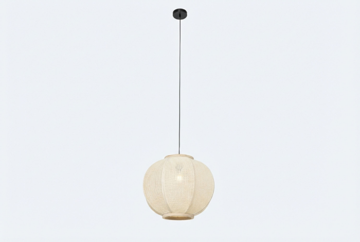 Oosterse hanglamp naturel stof 48 cm Rob – Taupe-naturel-bruin