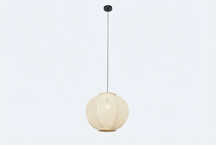 Oosterse hanglamp naturel stof 48 cm Rob - Taupe-naturel-bruin