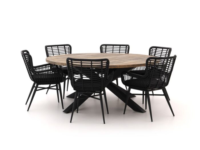 Intenso Furniture Intenso Asti/Rough-Y Ø180cm dining tuinset 7-delig Laagste prijsgarantie! – Grijs