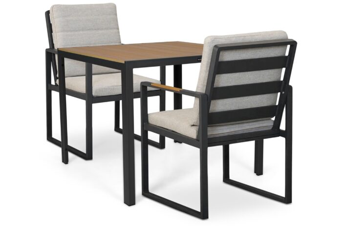 Lifestyle Garden Furniture Alessio/Creta 90×90 cm dining tuinset 3-delig – Grijs-antraciet