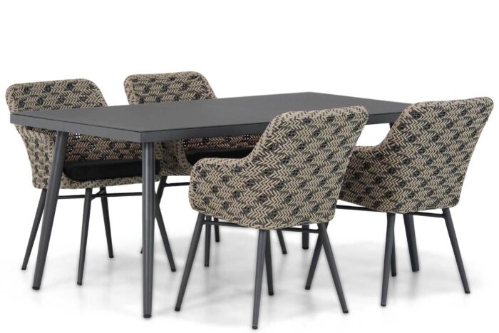 Lifestyle Garden Furniture Crossway/Valencia 170 cm dining tuinset 5-delig – Zwart-wit