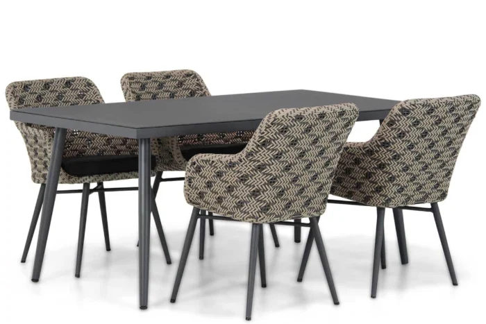 Lifestyle Garden Furniture Crossway/Valencia 170 cm dining tuinset 5-delig - Zwart-wit