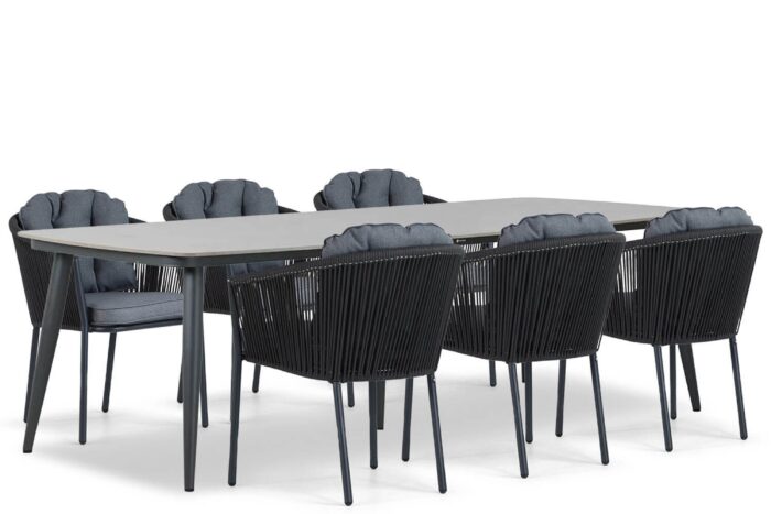 Santika Furniture Novita/Vienna 240 cm dining tuinset 7-delig – Grijs-antraciet