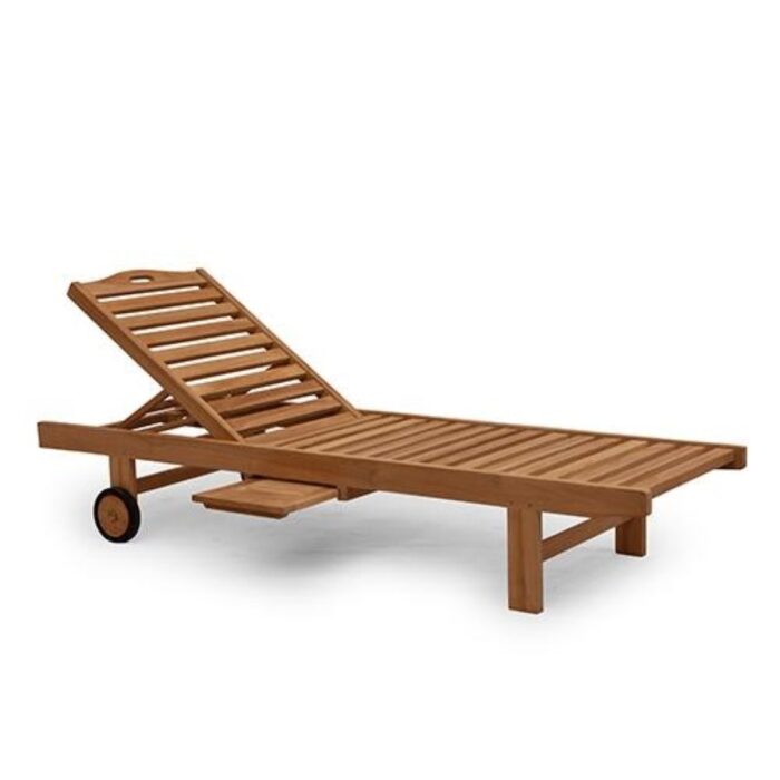 Buitengewoon de boet Teak ligbed met wielen Natural – natuurlijk