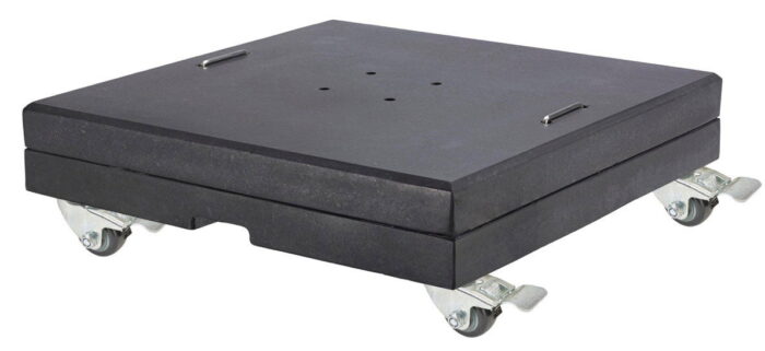 Warentuin over zee Zweefparasolvoet Platinum 150kg graniet ‘Modena’ met vier wielen, enkel geschikt voor Platinum, OWN & Hawaii (GI) zweefparasols – zwart