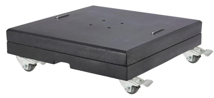 Warentuin over zee Zweefparasolvoet Platinum 150kg graniet 'Modena' met vier wielen, enkel geschikt voor Platinum, OWN & Hawaii (GI) zweefparasols - zwart