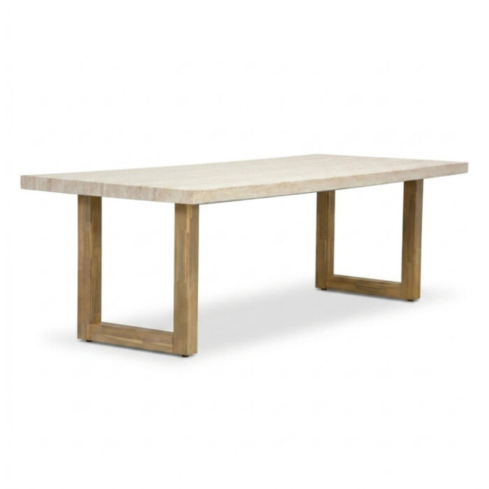 BUITEN living Laurenne dining tuintafel 6 personen | polystone + hardhout | travertinlook | 250cm – Travertin