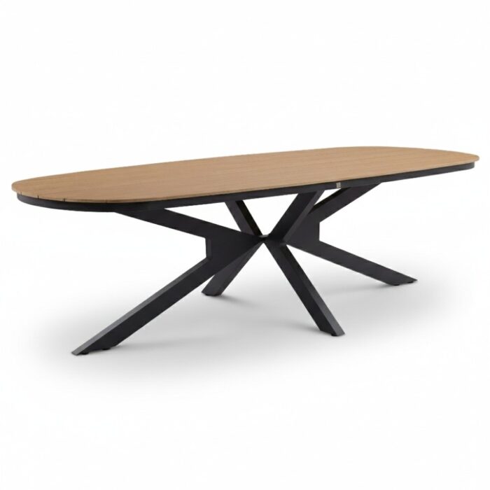 LUX outdoor living Texas dining tuintafel 6 personen | polywood + aluminium | Natural Wood/antraciet | 260cm Deens ovaal