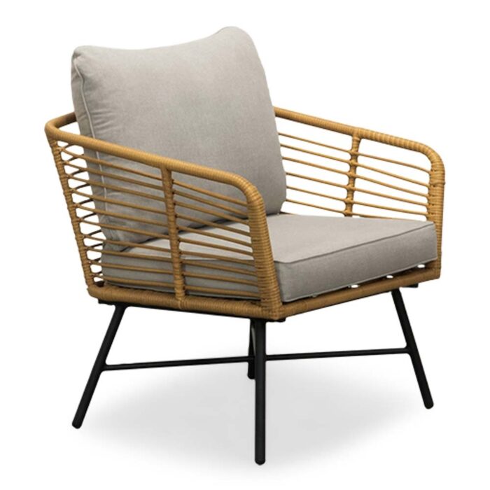 BUITEN living Flow loungestoel tuin | wicker + aluminium | Bamboo taupe