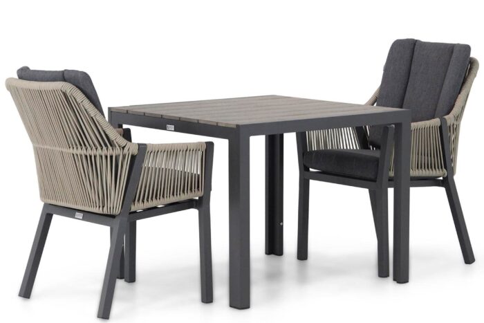 Lifestyle Garden Furniture Verona/Young 92 cm dining tuinset 3-delig – Taupe-naturel-bruin