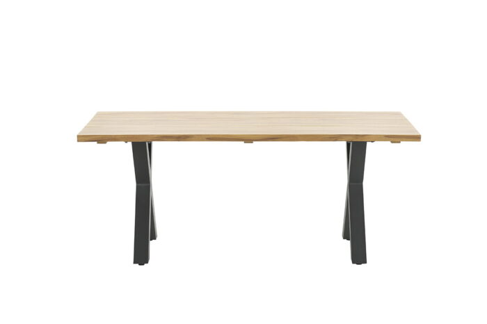 Garden impressions Zeus dining tafel 180×100 carbon black/teak look/X-stijl – zwart
