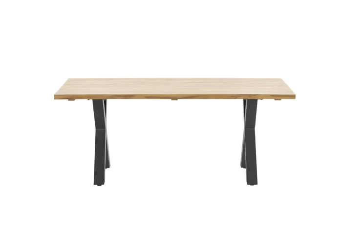 Garden impressions Zeus dining tafel 180x100 carbon black/teak look/X-stijl - zwart