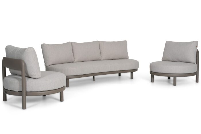 Santika Furniture Wave stoel-bank loungeset 3 delig – Taupe-naturel-bruin