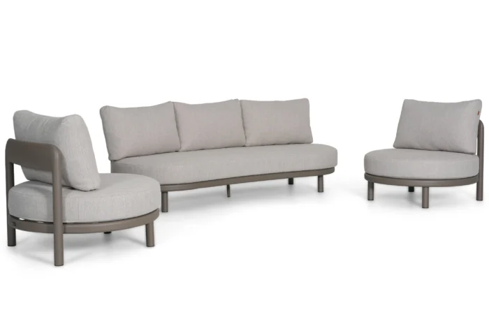 Santika Furniture Wave stoel-bank loungeset 3 delig - Taupe-naturel-bruin