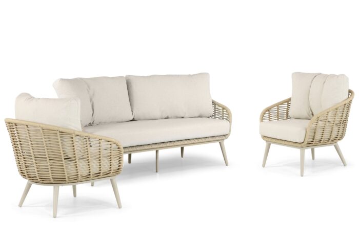 Coco Vinci stoel-bank loungeset 3-delig – Taupe-naturel-bruin
