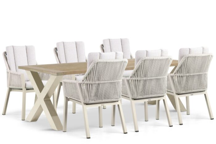 Lifestyle Garden Furniture Verona/Cardiff 240 cm dining tuinset 7-delig – Taupe-naturel-bruin